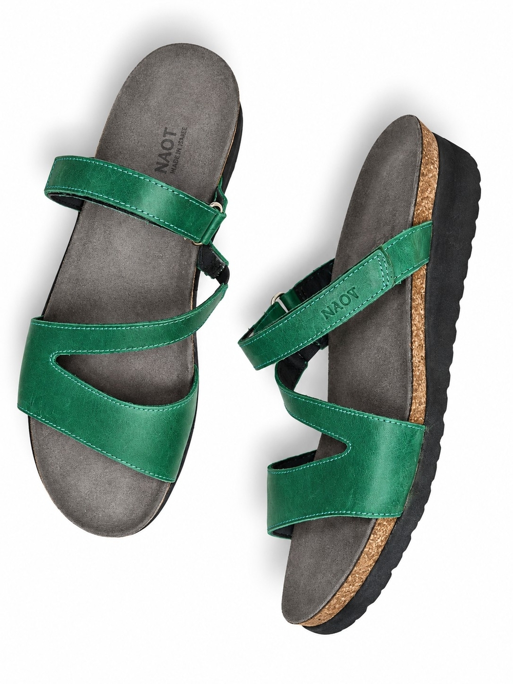 NAOT Size EU 40 Womens Green Leather Adjustable Slide Sandals